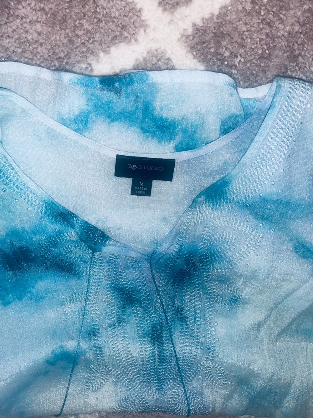 AB Studio Women's Sky Blue Tie-Dye Tank Top